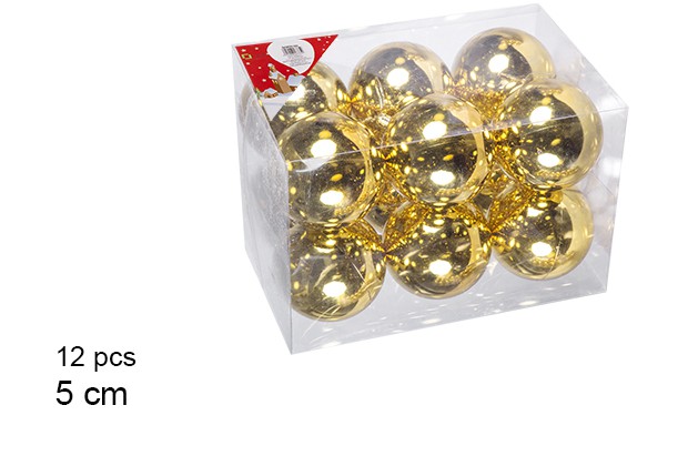 Pack 12 bolas oro brillo 5 cm