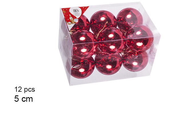 Pack 12 boules rouges brillantes 5 cm