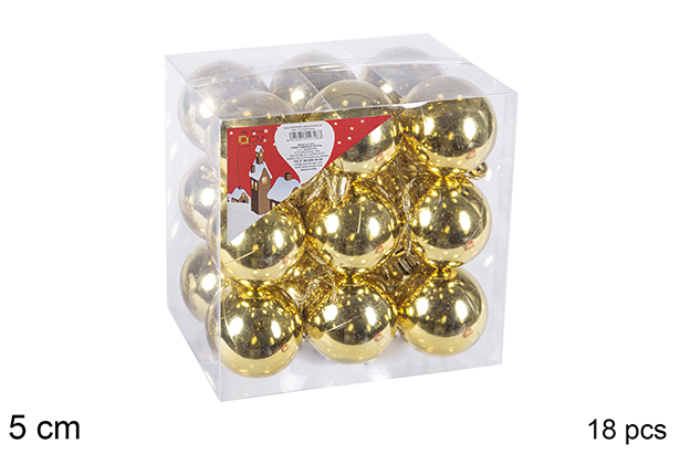 Pack 18 bolas ouro brilhantes 5 cm