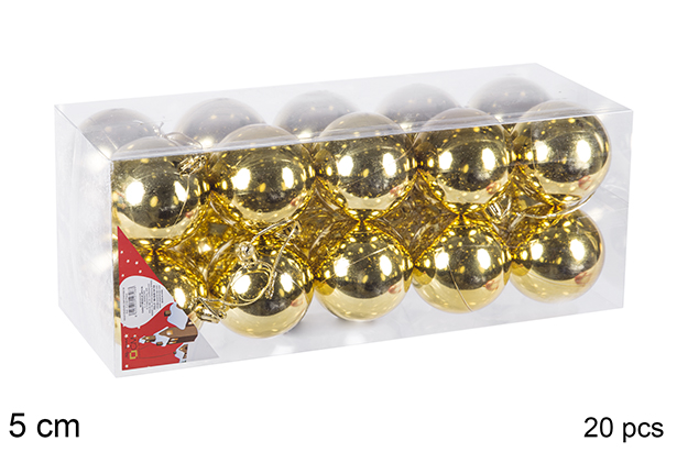 Pack 20 shiny gold bauble 5 cm