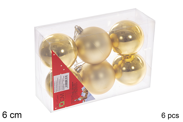 Pack 6 bolas oro brillo/mate  6 cm