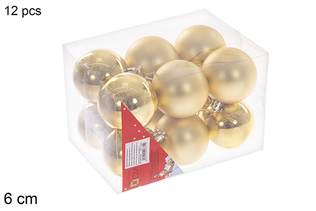 Pack 12 boules dorées brillantes/mates  6 cm