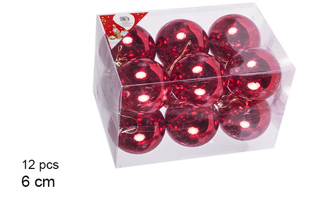 Pack 12 bolas rojo brillo 6 cm