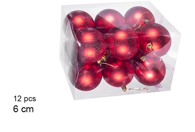 Pack 12 boules rouge mat 6 cm