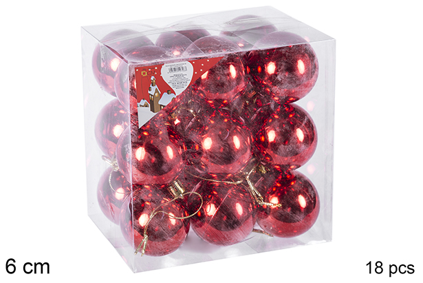 Pack 18 palline rosse lucide 6 cm