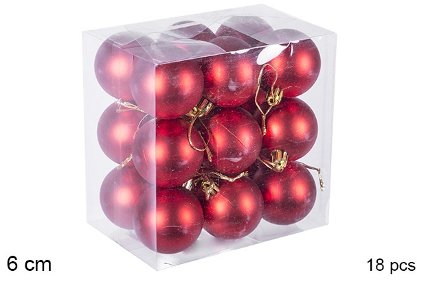 Pack 18 matte red balls 6 cm