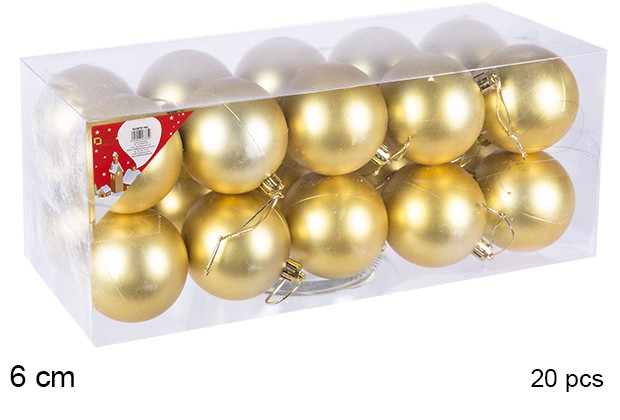 Pack 20 boules dorées mates 6 cm