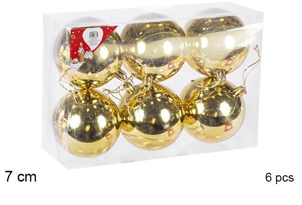 Pack 6 palline oro lucide 7 cm