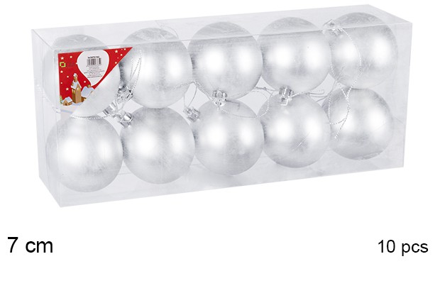 Pack 10 bolas plata mate 7 cm