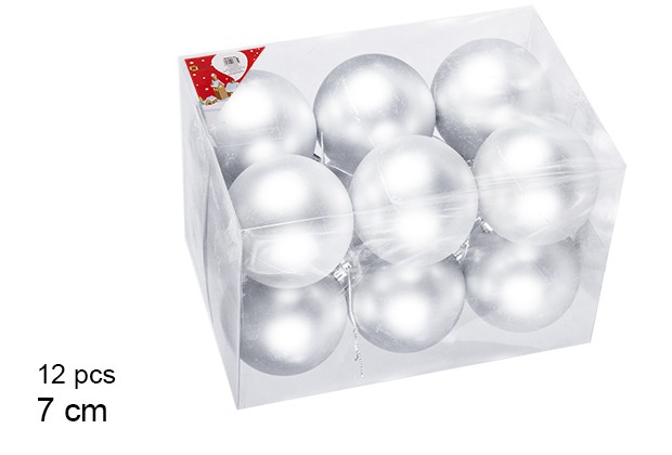 Pack 12 bolas prata foscas 7 cm