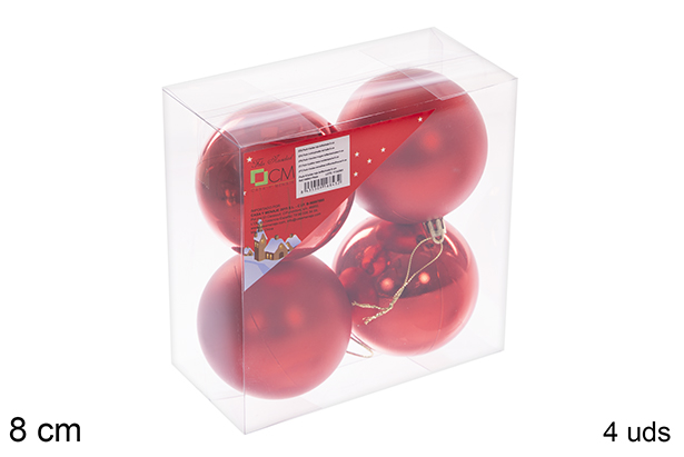 Pack 4 paline rosse lucide/opache 8 cm