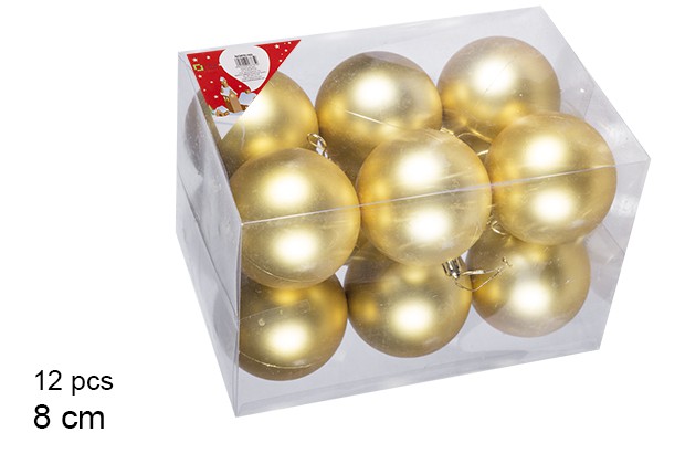 Pack12 bolas ouro foscas 8 cm