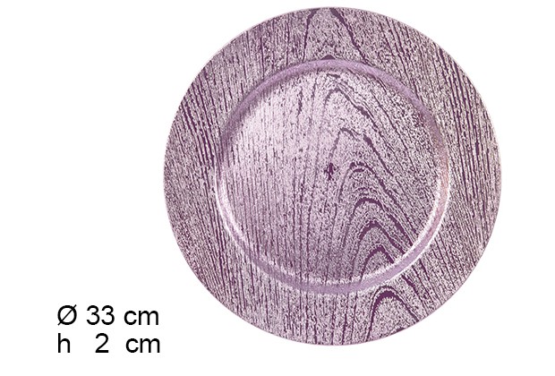 Bajo plato madera violetas brillo 33 cm 