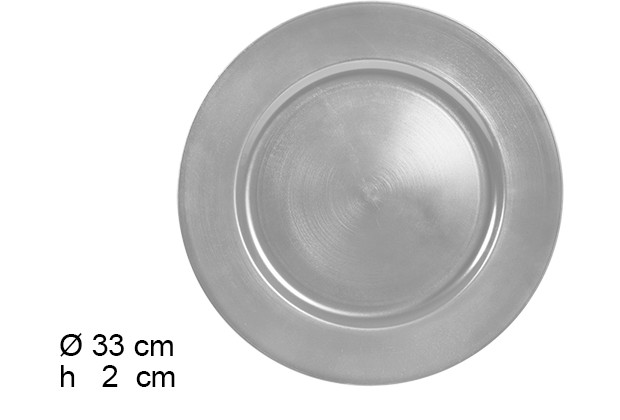 Bajo plato liso plata brillo 33 cm 