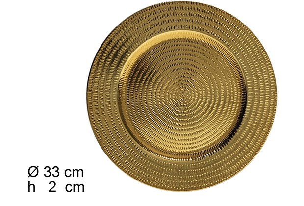 Bajo plato ondas oro brillo 33 cm 