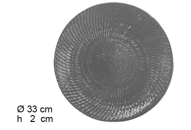 Prato cinza com ondas 33 cm 