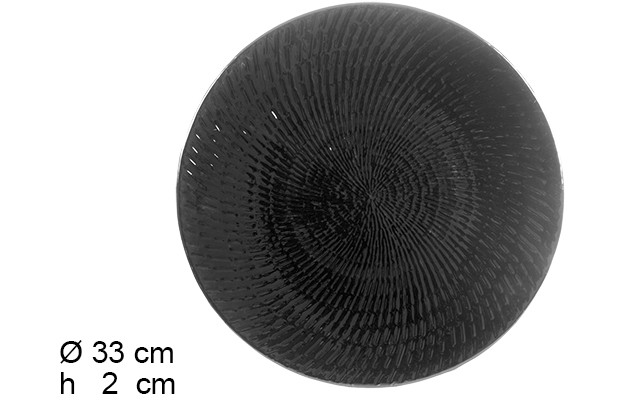 Black charger plate with waves 33 cm 