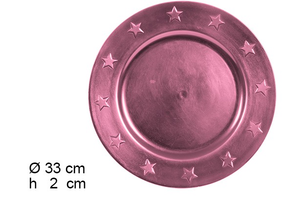 Sous assiette étoiles pailletées violettes 33 cm