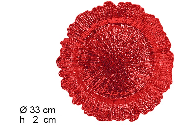 Bajo plato vintage rojo brillo 33 cm
