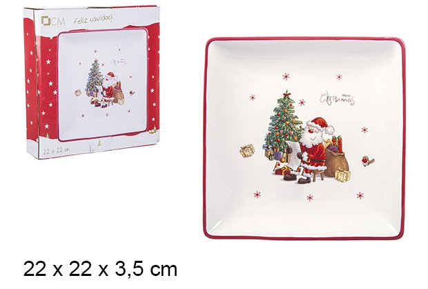 Bandeja cerámica Navidad decorada Papa Noel 22 cm