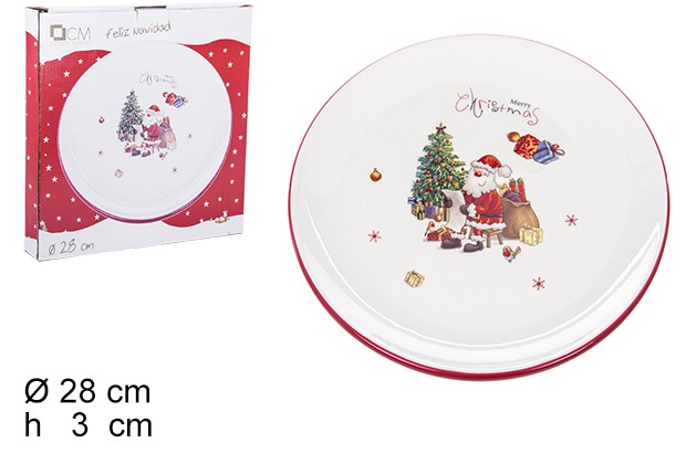 Portapranzo natalizio in ceramica decorato con Babbo Natale 28 cm