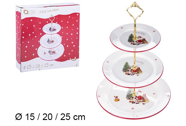 [106408] Portafrutta natalizio in ceramica decorato con Babbo Natale 15/20/25 cm