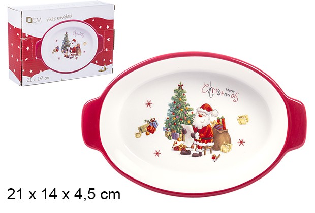 Fontaine de Noël en céramique décorée du Père Noël 21x14 cm