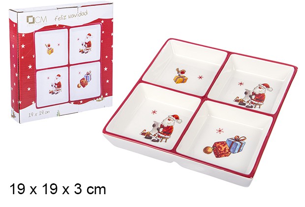 [106411] Hors d'œuvre de Noël en céramique décoré du Père Noël 19 cm