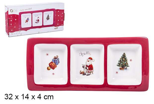 Entremesera cerámica Navidad decorada Papa Noel 32x14 cm