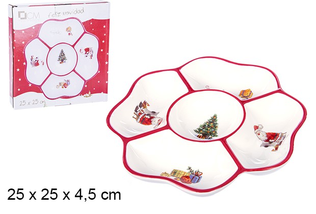[106413] Hors d'œuvre de Noël en céramique décoré du Père Noël 25 cm