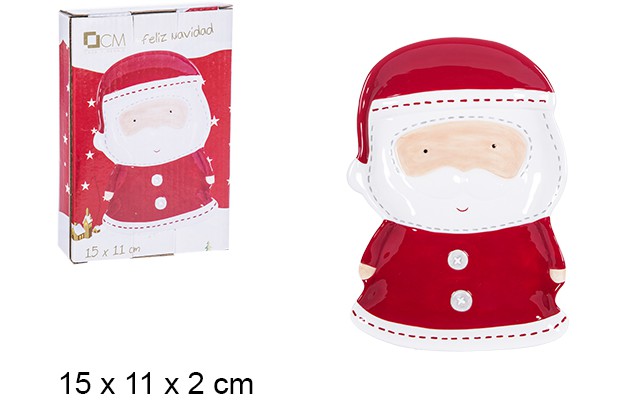 Piatto per snack natalizio Babbo Natale 15x11 cm