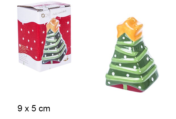 Ceramic Christmas tree salt shaker 9 cm