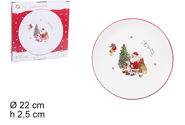 Tartera cerámica Navidad decorada Papa Noel 22 cm