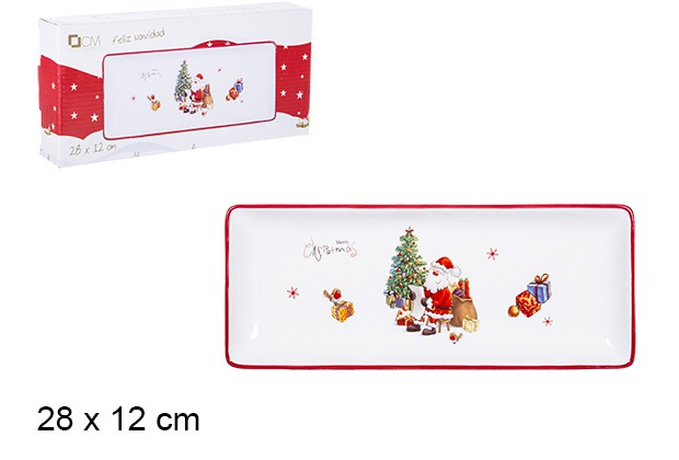 Bandeja cerámica Navidad decorada Papa Noel 28x12 cm