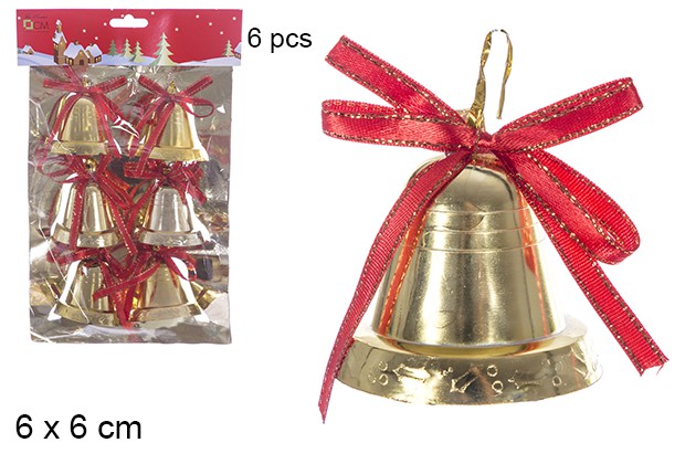 Pack 6 campane lisce oro 6 cm