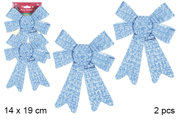 2 lazos navidad laser azul celeste 14x19 14x19cm