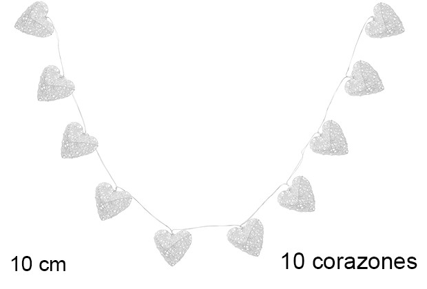 LED strip lights 10 hearts 2 AA 8 cm