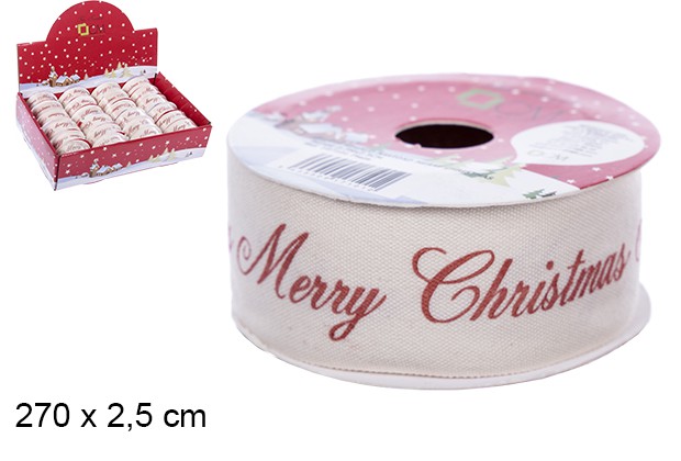 [107101] Cinta navidad crema surtida 2.7mtx2.5cm beige 2.7mx2.5cm