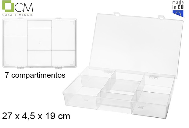 [102912] Plastic tool box 21 compartments transparent 27x19 cm