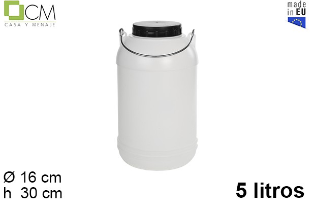 [102757] Contenitore tondo in plastica con manico in ferro 5 l.