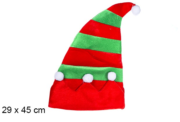 Bonnet lutin Noël avec boules 29x45 cm  