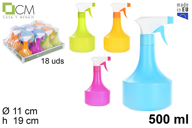 [102766] Bottiglia in plastica con spruzzatore colori assortiti 500 ml
