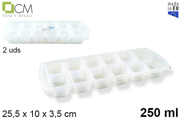 Pack 2 translucent ice cube trays 250 ml