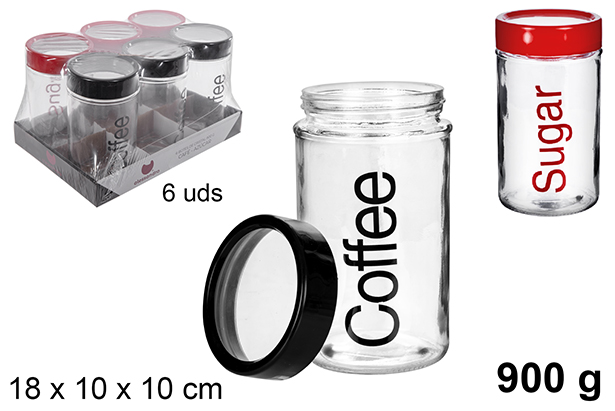 [104152] Pot en verre de coffee-sugar 900 grammes
