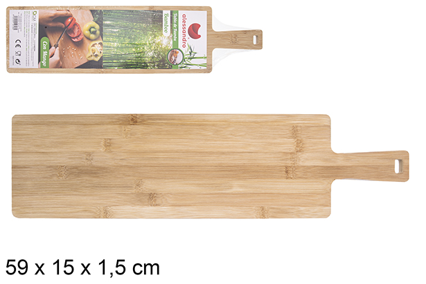Tabla bambú multifunción con mango 59x15 cm