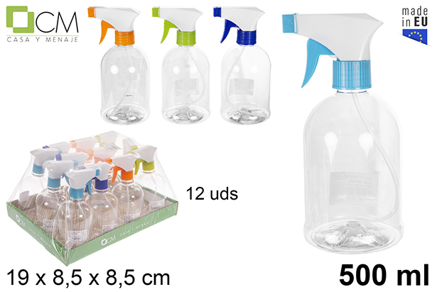Botella campana plástico con pulverizador 500 ml