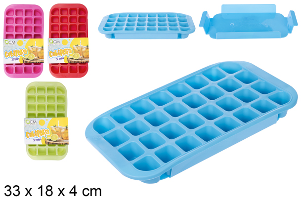 [104790] Seau à glace avec bac 32 glaçons couleurs assorties 