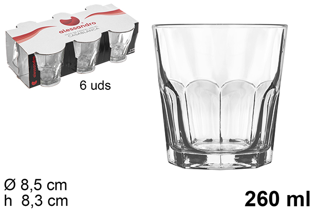 Pack 6 Casablanca water glass glasses 260 ml