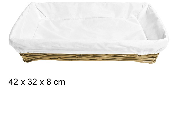 Cesta rectangular oro forrada 42x32 cm