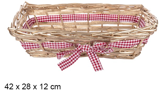 Cesto de vime dourado com laço de Natal 42x18 cm